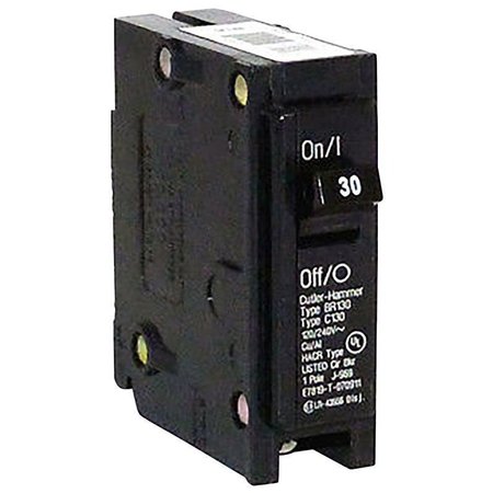 Eaton Cutler-Hammer Circuit Breaker, BR Series 30A, 1 Pole, 120/240V AC BR130